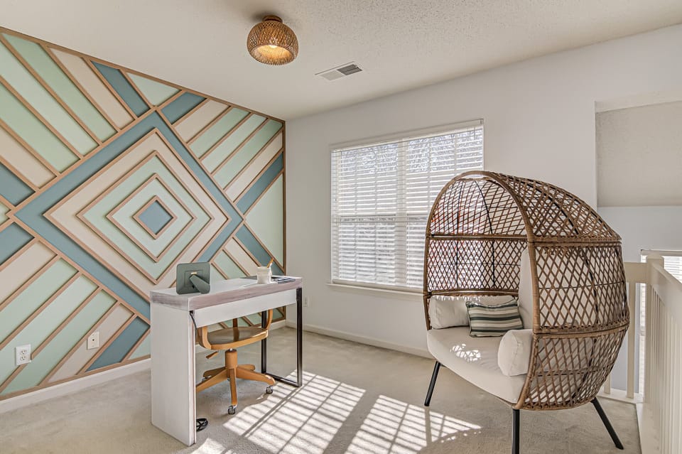 Dedicated workspace with desk for remote work.