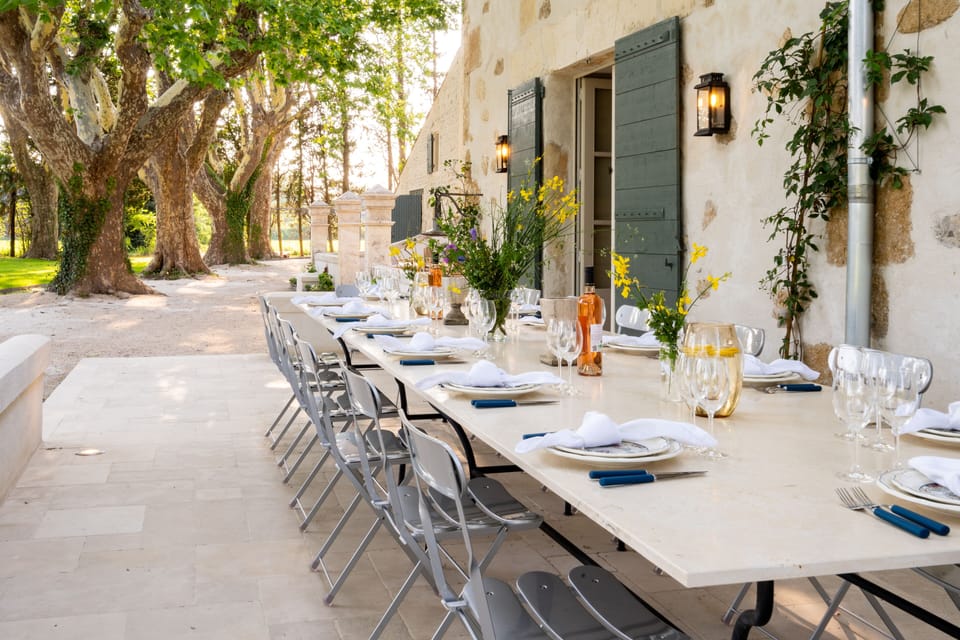Dining table in front of kitchen - seats 22