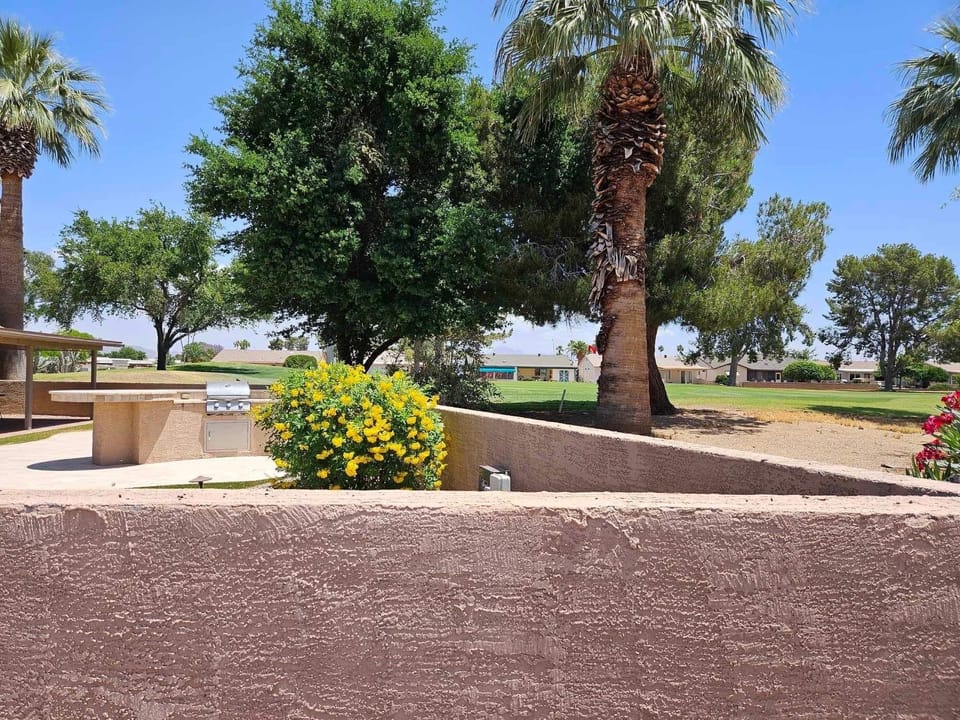 The backyard is just off green 16. You can see the Superstition Mountains.