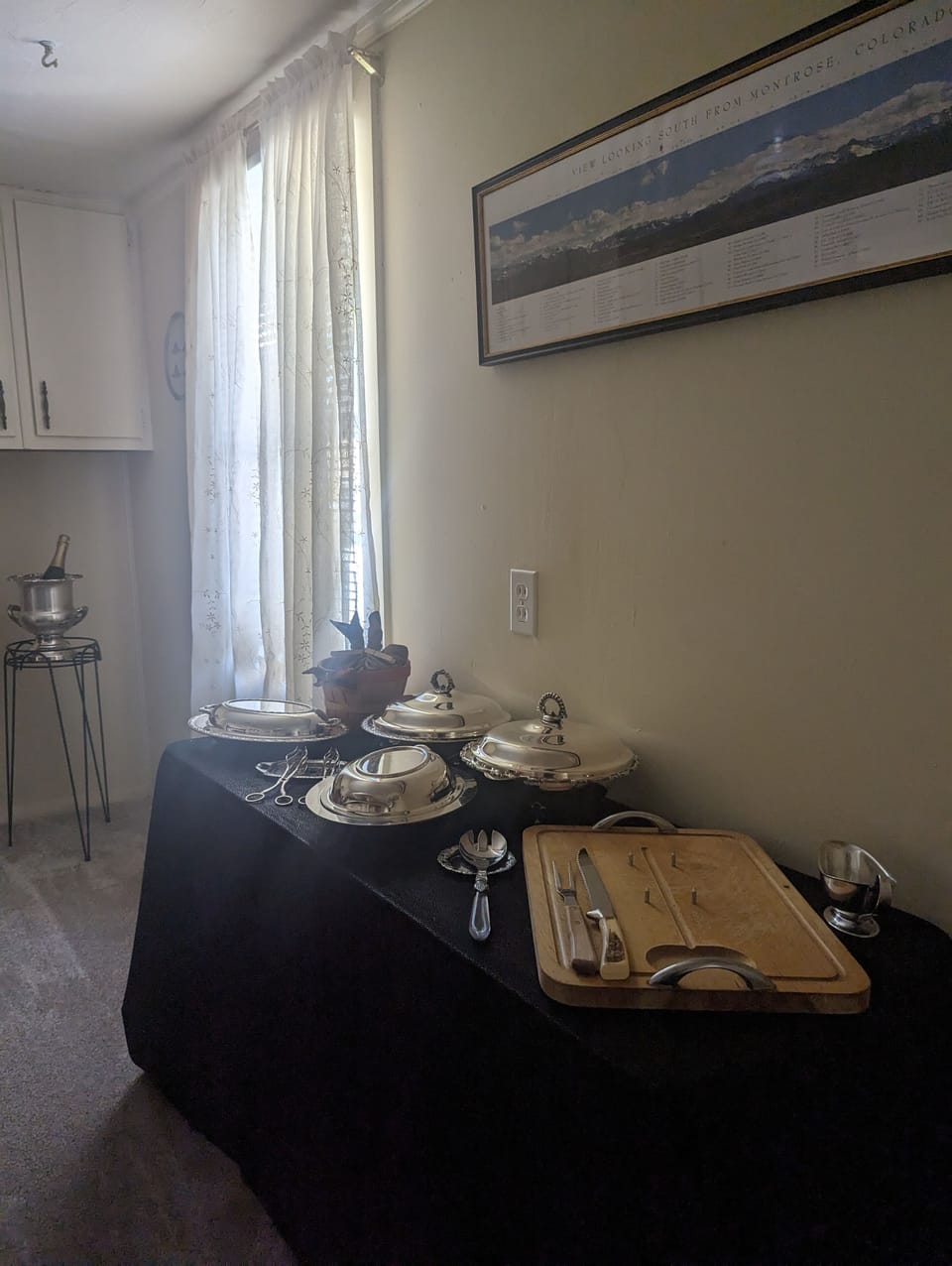 Buffet, Silver Serving Dishes w/Lids, Reheat Sides and Cook the Protein, $$-$$$$