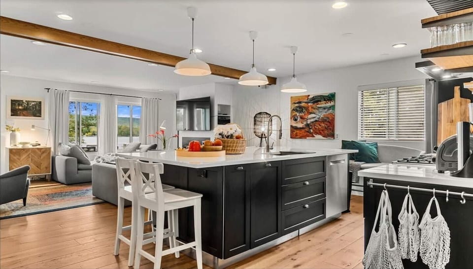 Beautiful view of the lake from the kitchen and living room.
