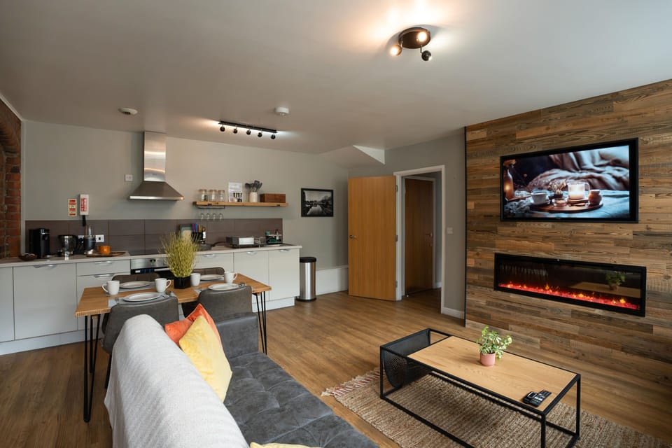 very spacious open plan living room