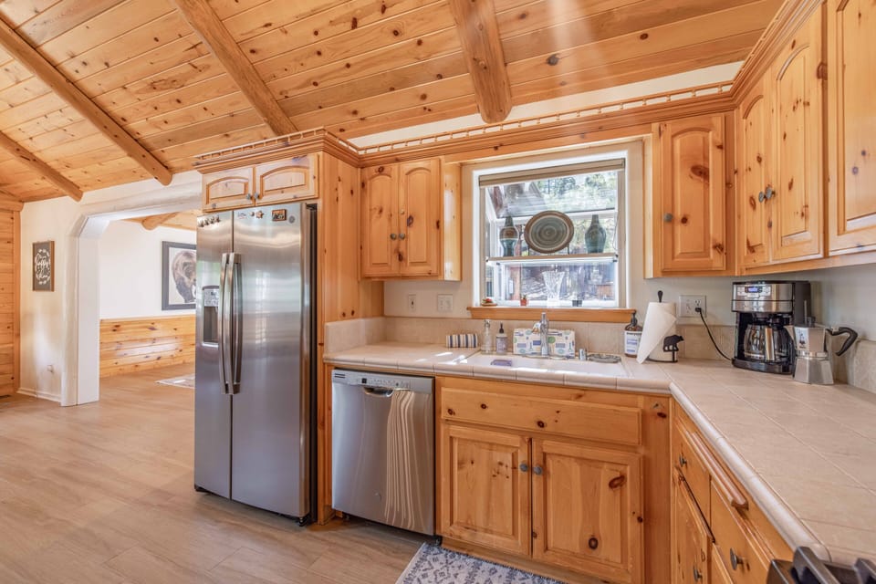 Stainless appliances in the well-appointed kitchen
