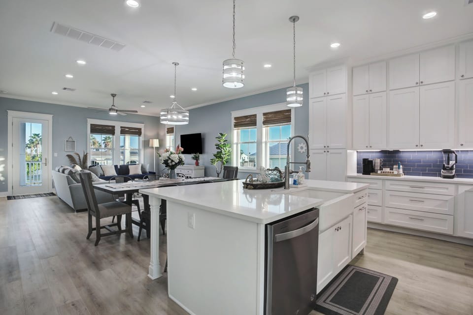Kitchen with oversized island perfect for entertaining