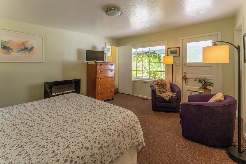 Enjoy plenty of storage - dresser and closet - luggage racks and extra bedding.