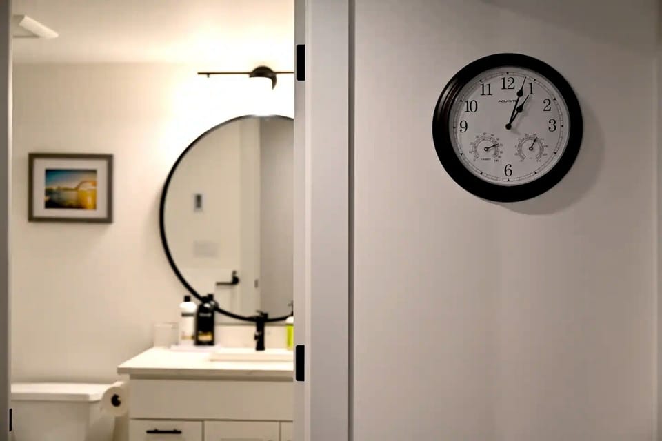 Clock and mirror
