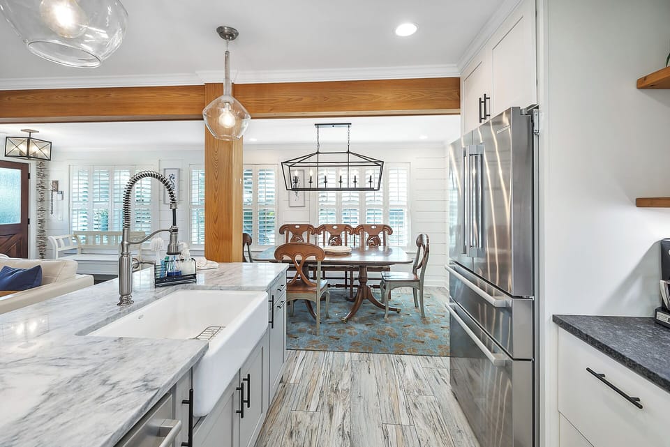 below deck kitchen/dining area 