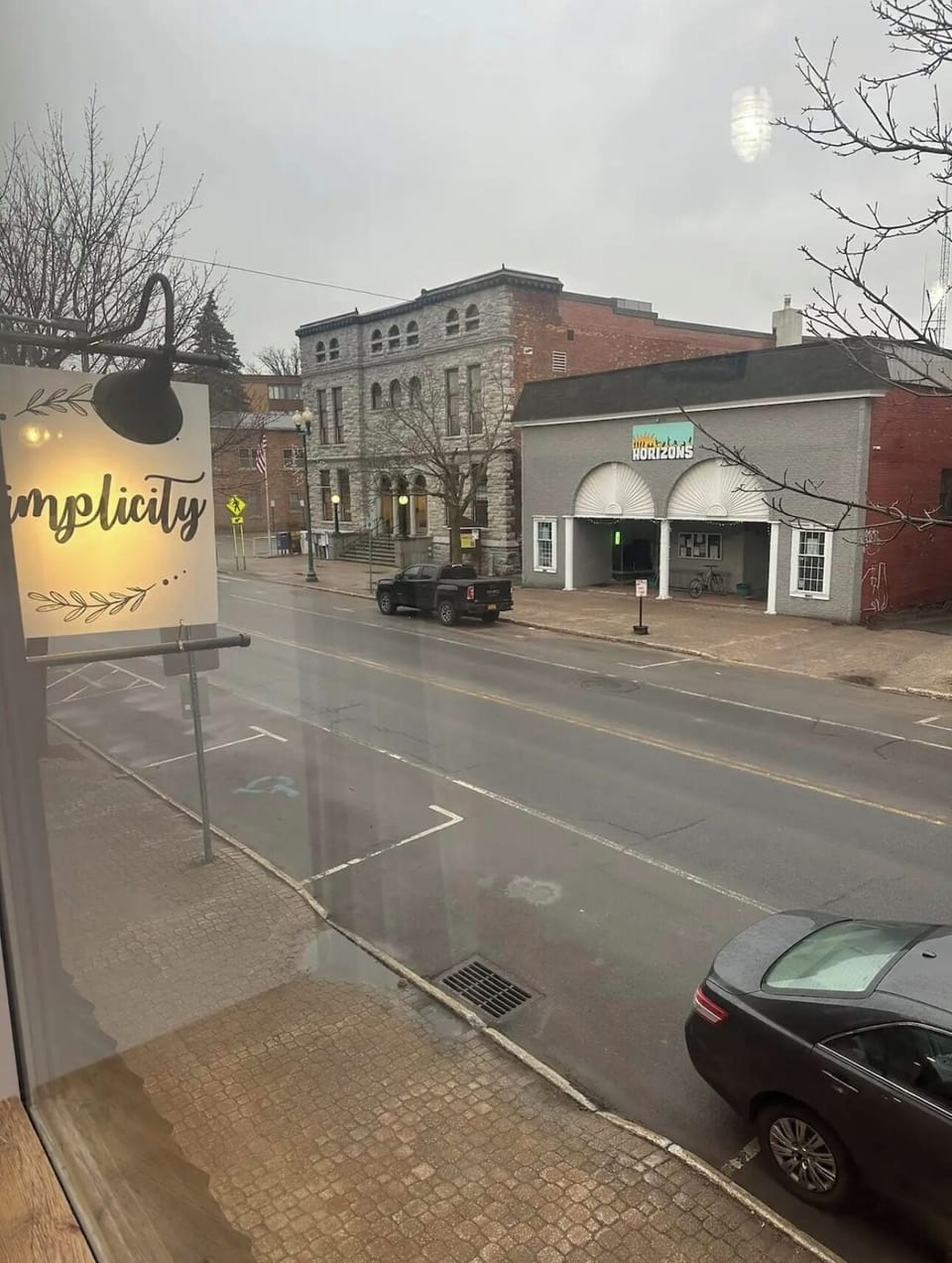 Street view. Parking available to the left of Town Hall & on Main Street.
