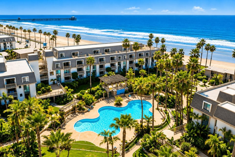 The resort complex sits right on the beach!