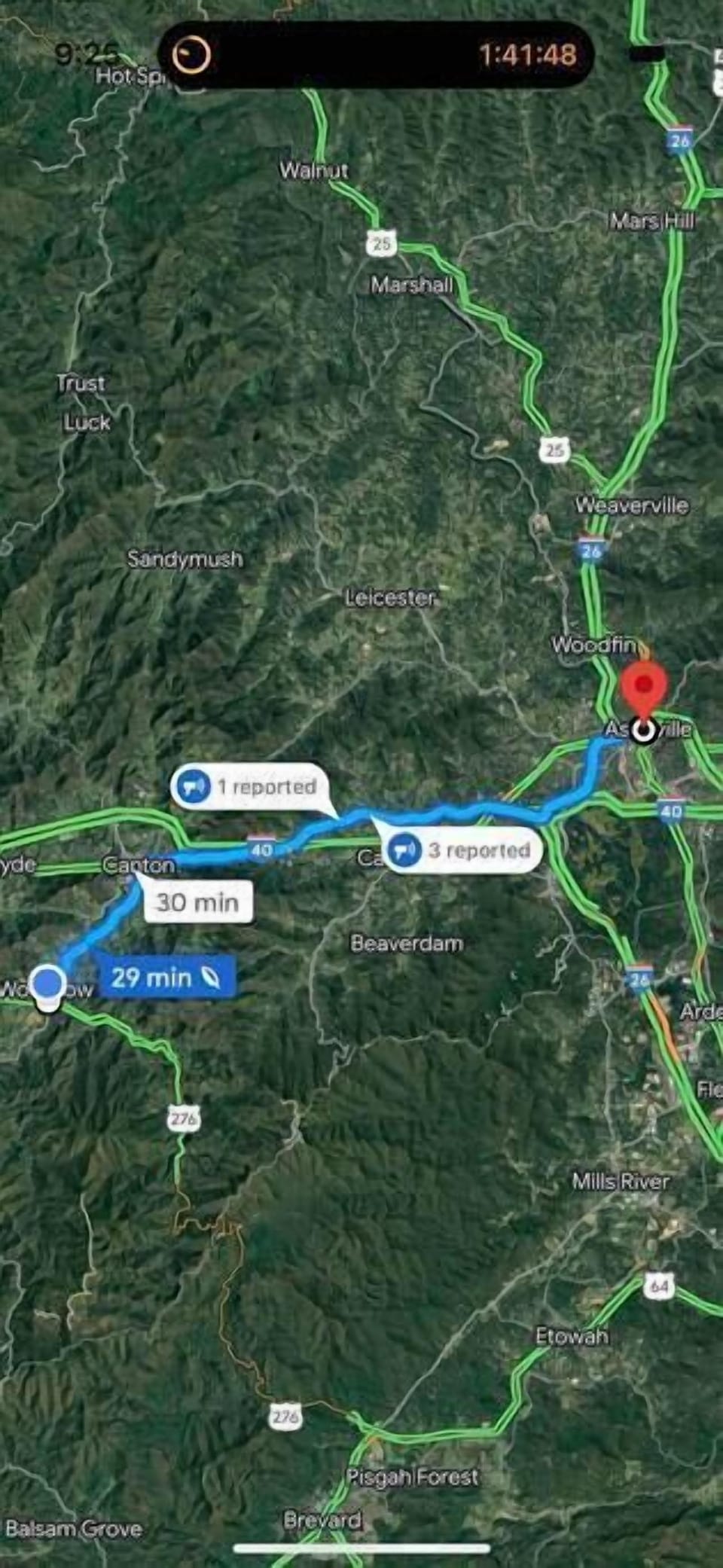 drive to downtown asheville