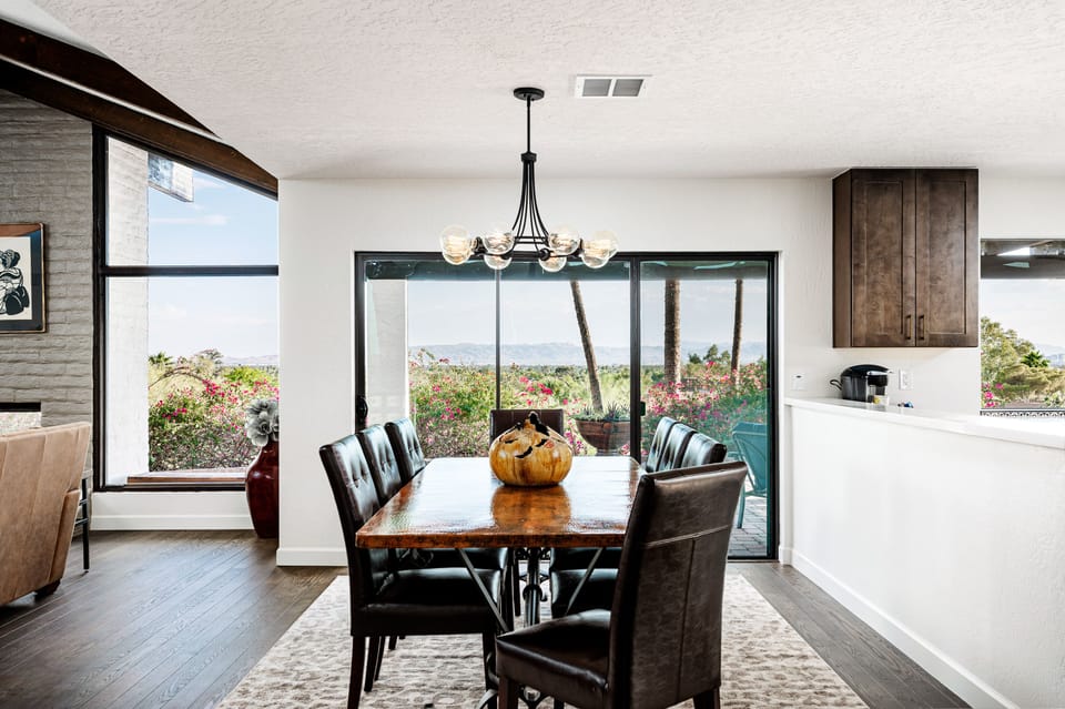 Gather 'round the table and enjoy delicious meals with breathtaking views."