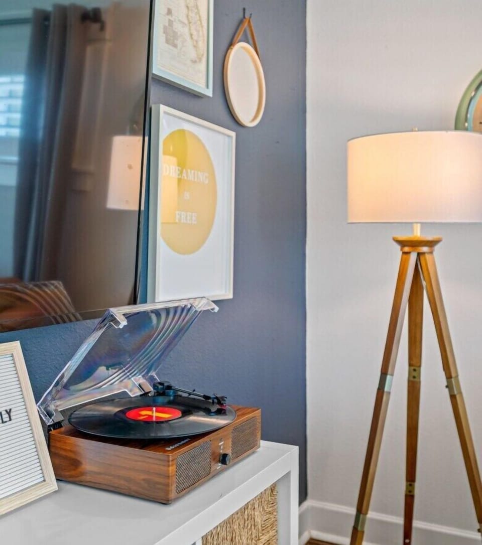 Record player with records