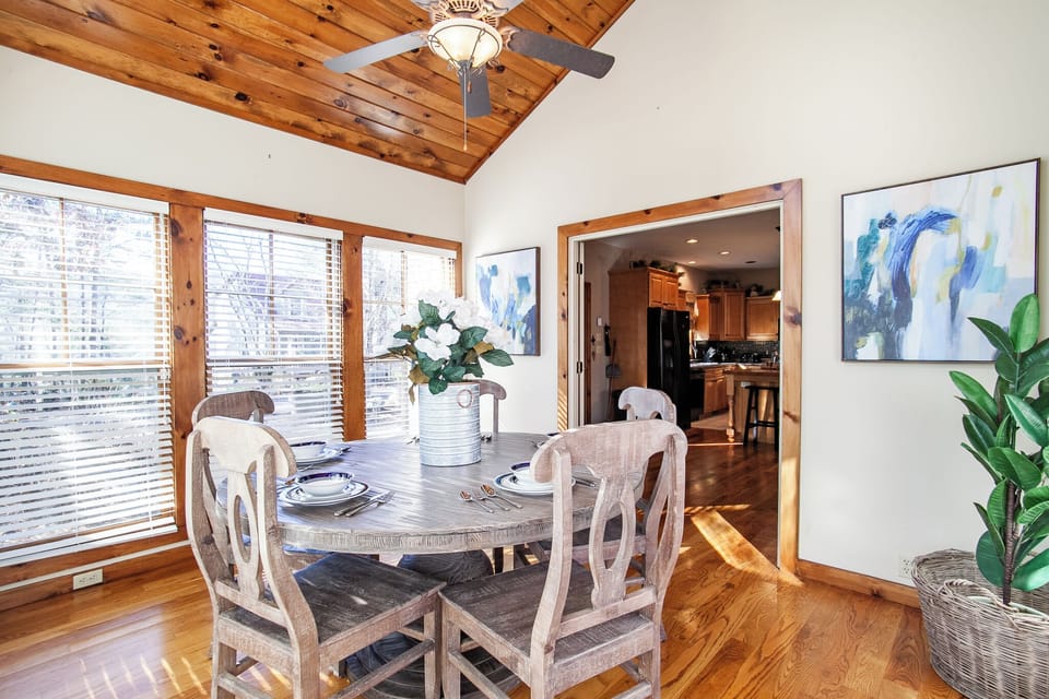 Dining room overlooking the kitchen.