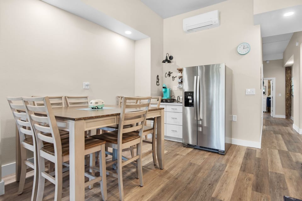 Dining table and kitchen