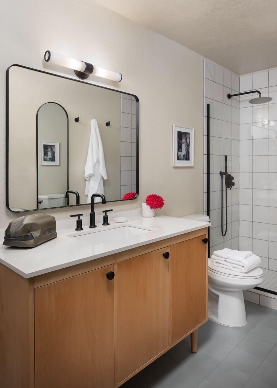 Refresh under a sleek rainfall shower in spa-like comfort.