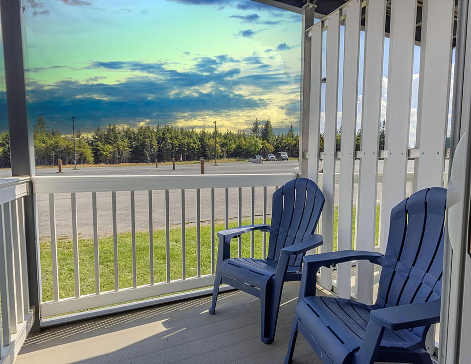 Take in the fresh mountain air from the new deck wtih seating for two people!