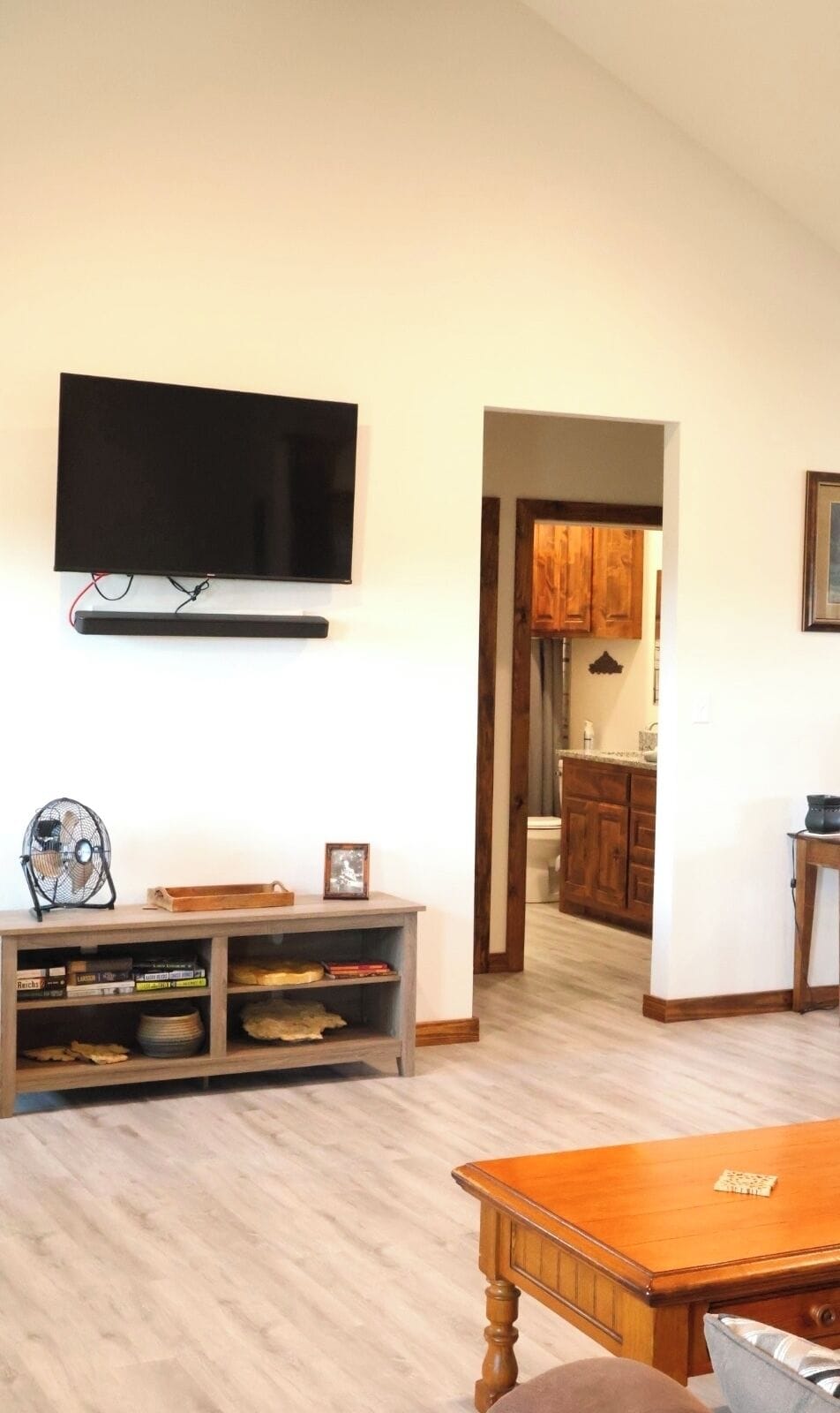 Living Room - Wall mounted TV with Hulu provided