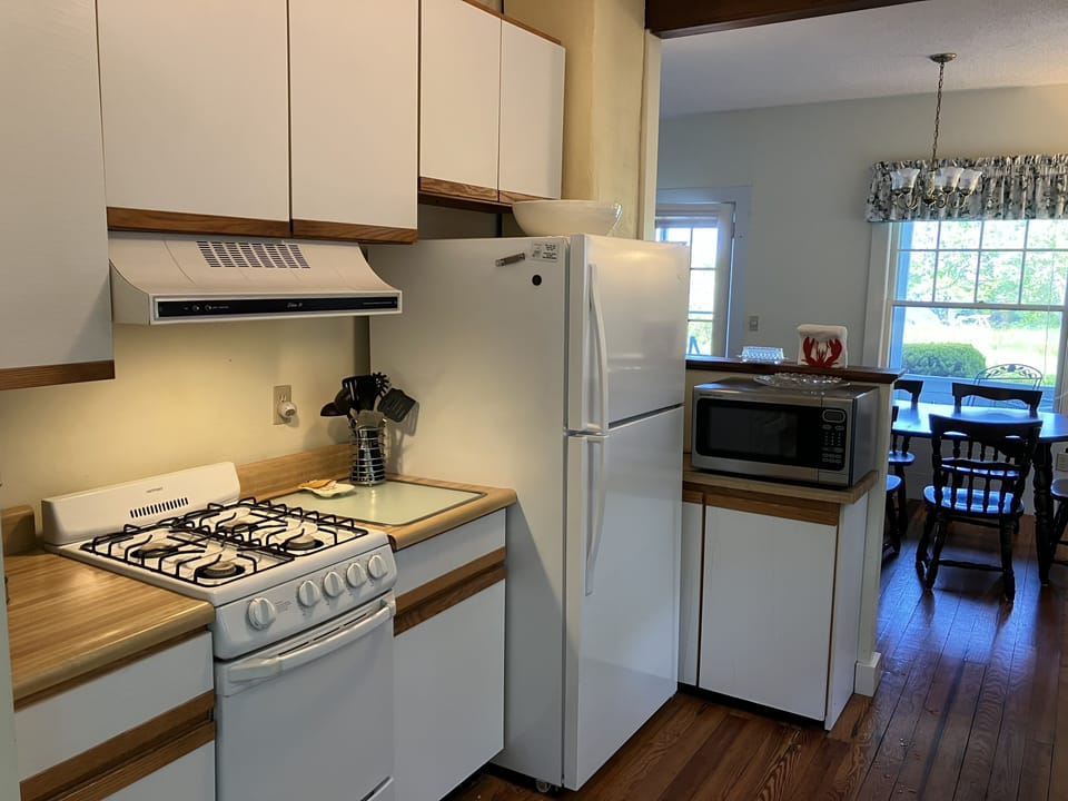 And a small gas oven/stove, microwave, and full size refrigerator. 