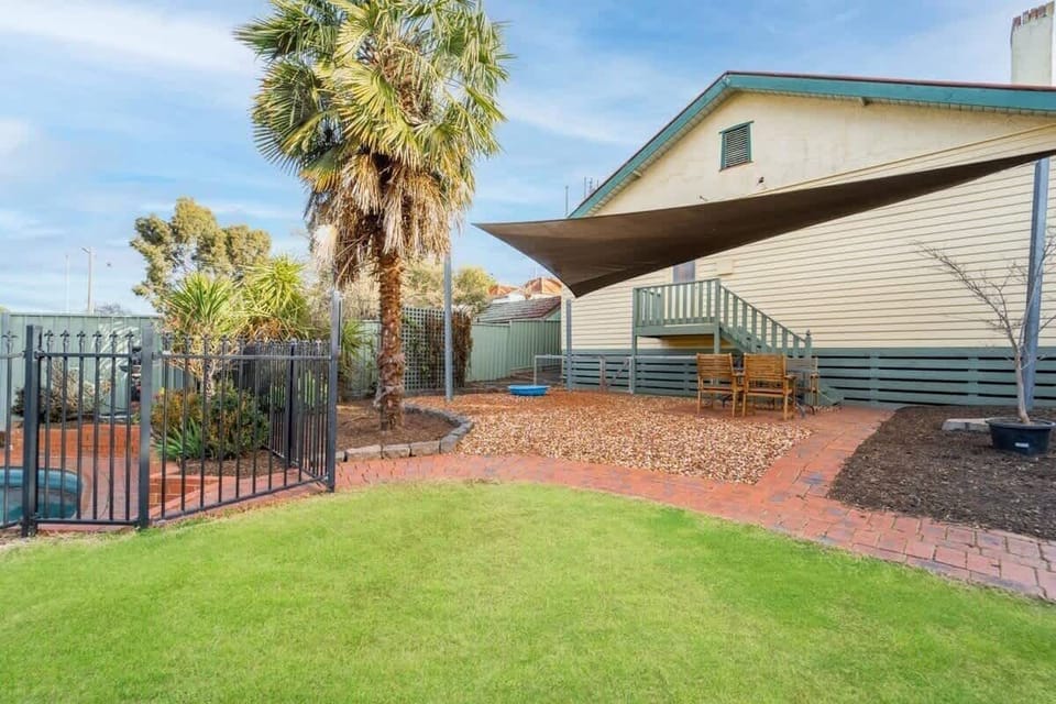 Backyard with shade sail