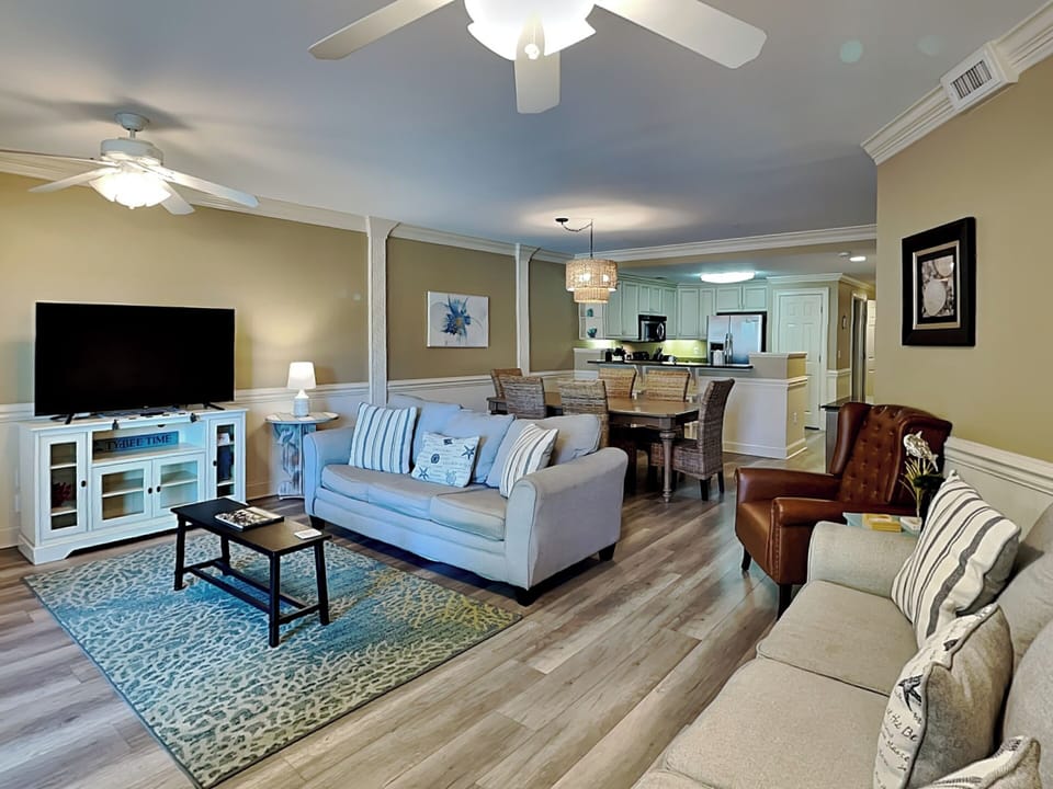Spacious Living Area w. Smart TV + Balcony Access
