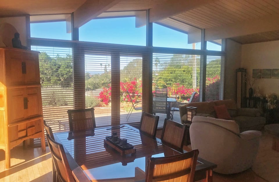 Ocean view from dining, living room and kitchen sink.