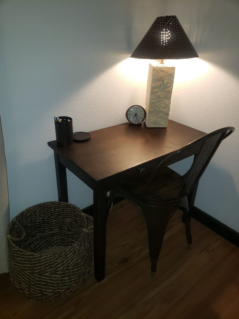 work area in primary bedroom