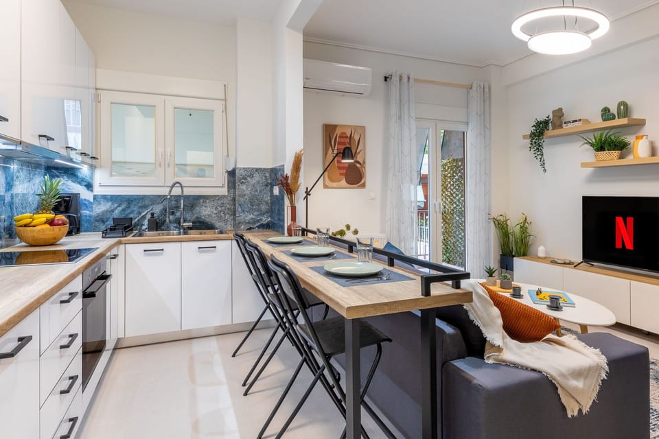 Open- plan kitchen