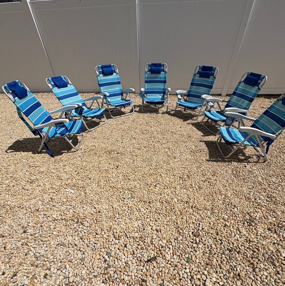 7 beach chairs and beach towels included with your stay. Located in laundry room