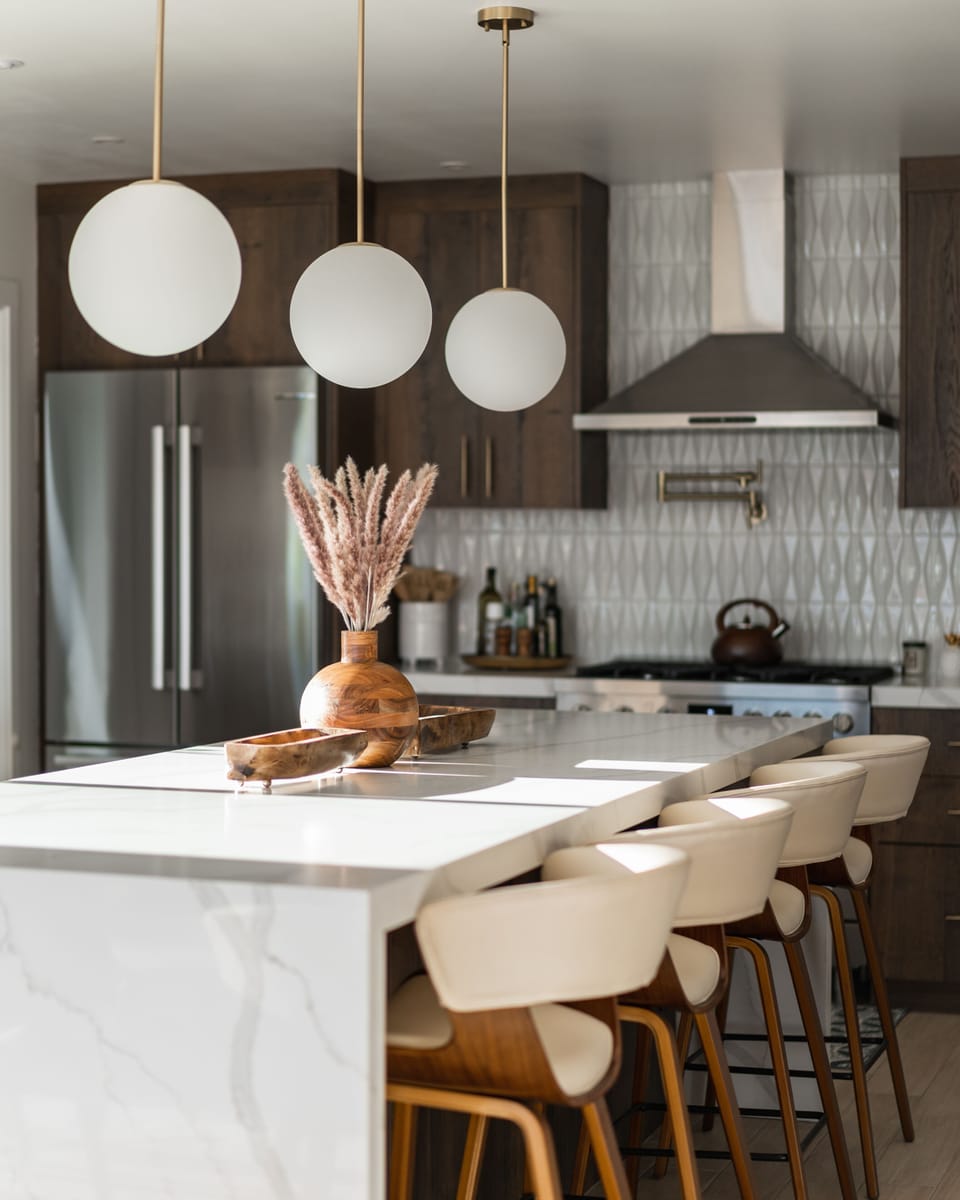 Cook and groove in this mid-century open concept kitchen with modern amenities.