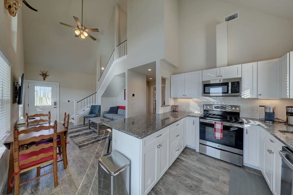 Kitchen view showing front door