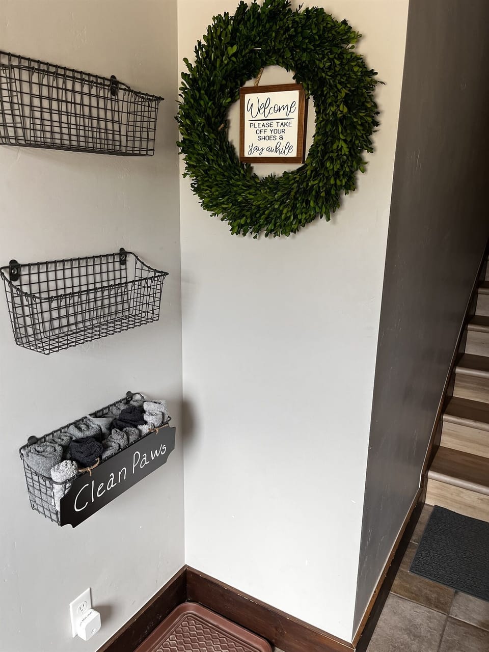 Storage for gloves and hats. 