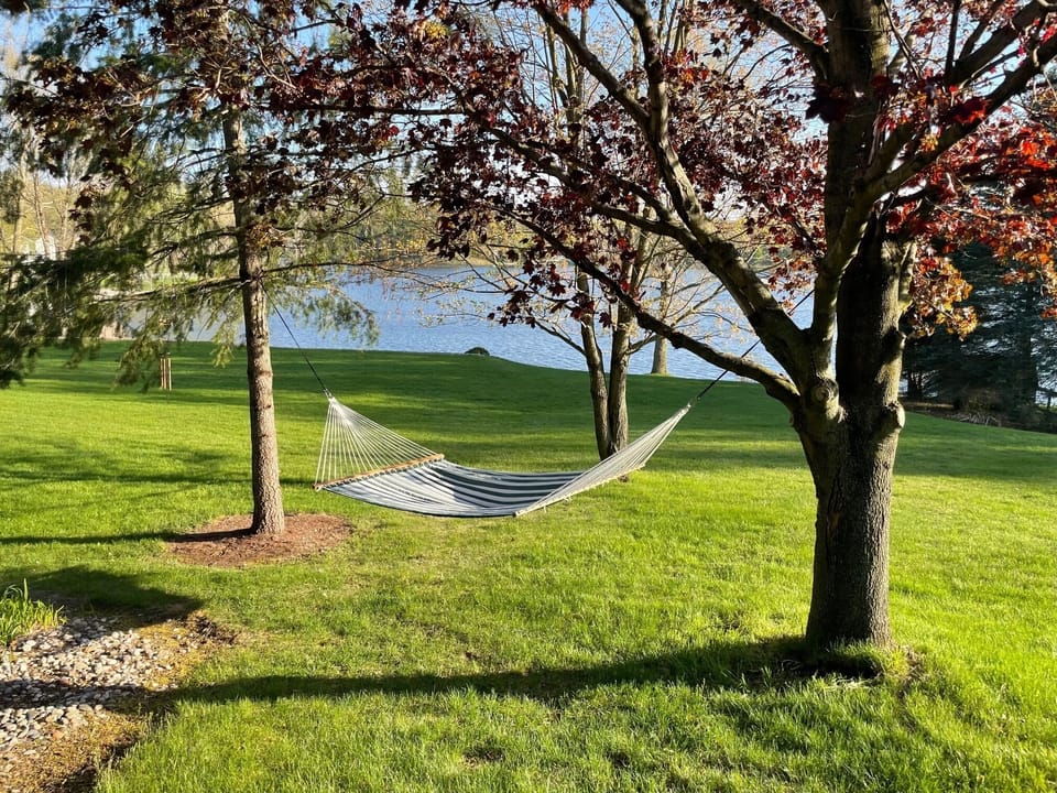 Enjoy a nap in our large hammock under the shade. 