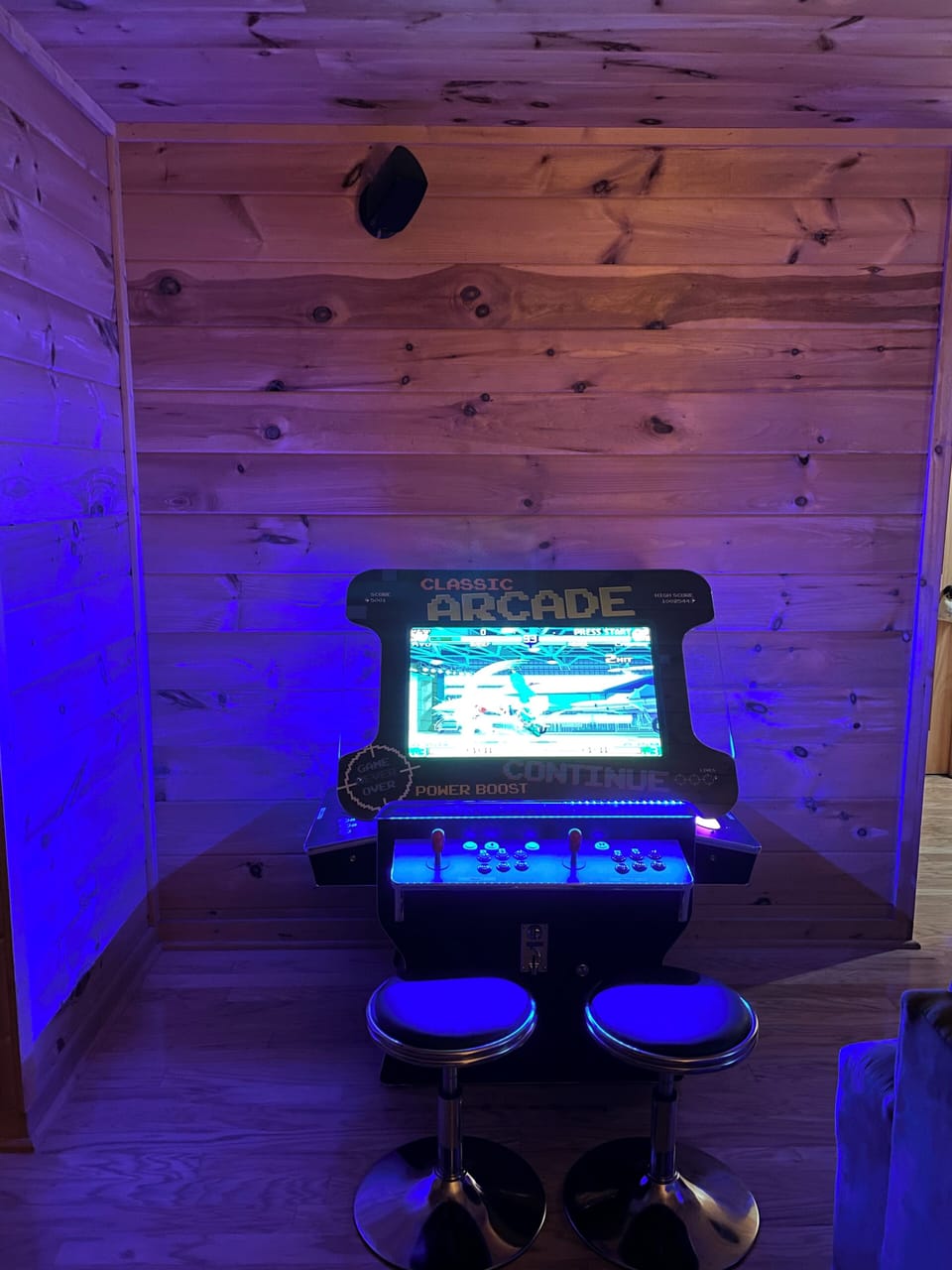Arcade simulator with LED lighting