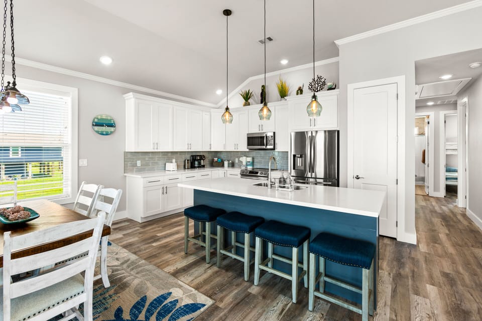 Bright and airy, perfect for culinary adventures with beach-ready decor!