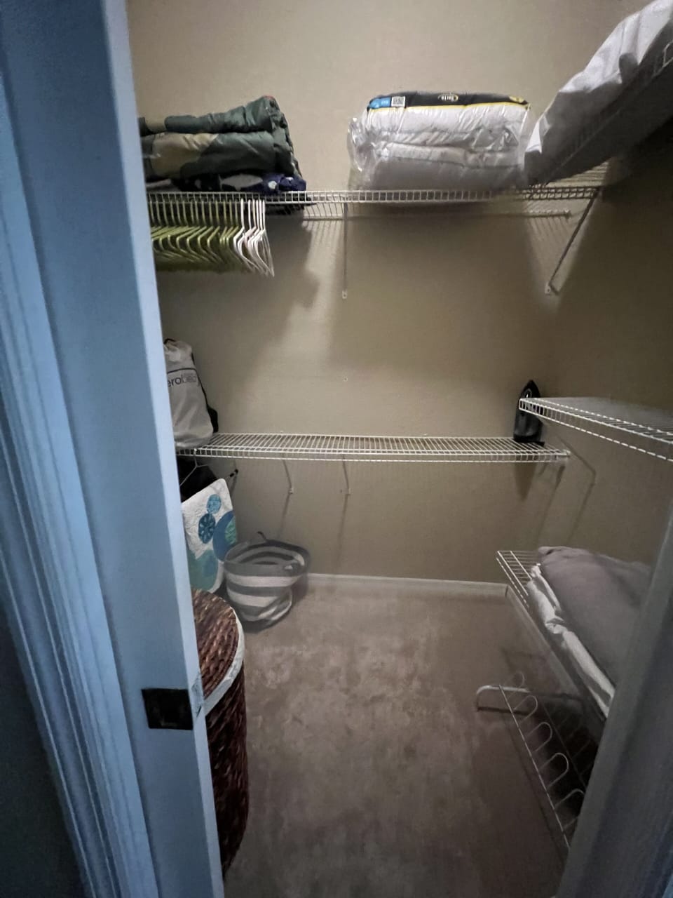 Master bedroom walk in closet
Air mattress
2 Children's blankets 