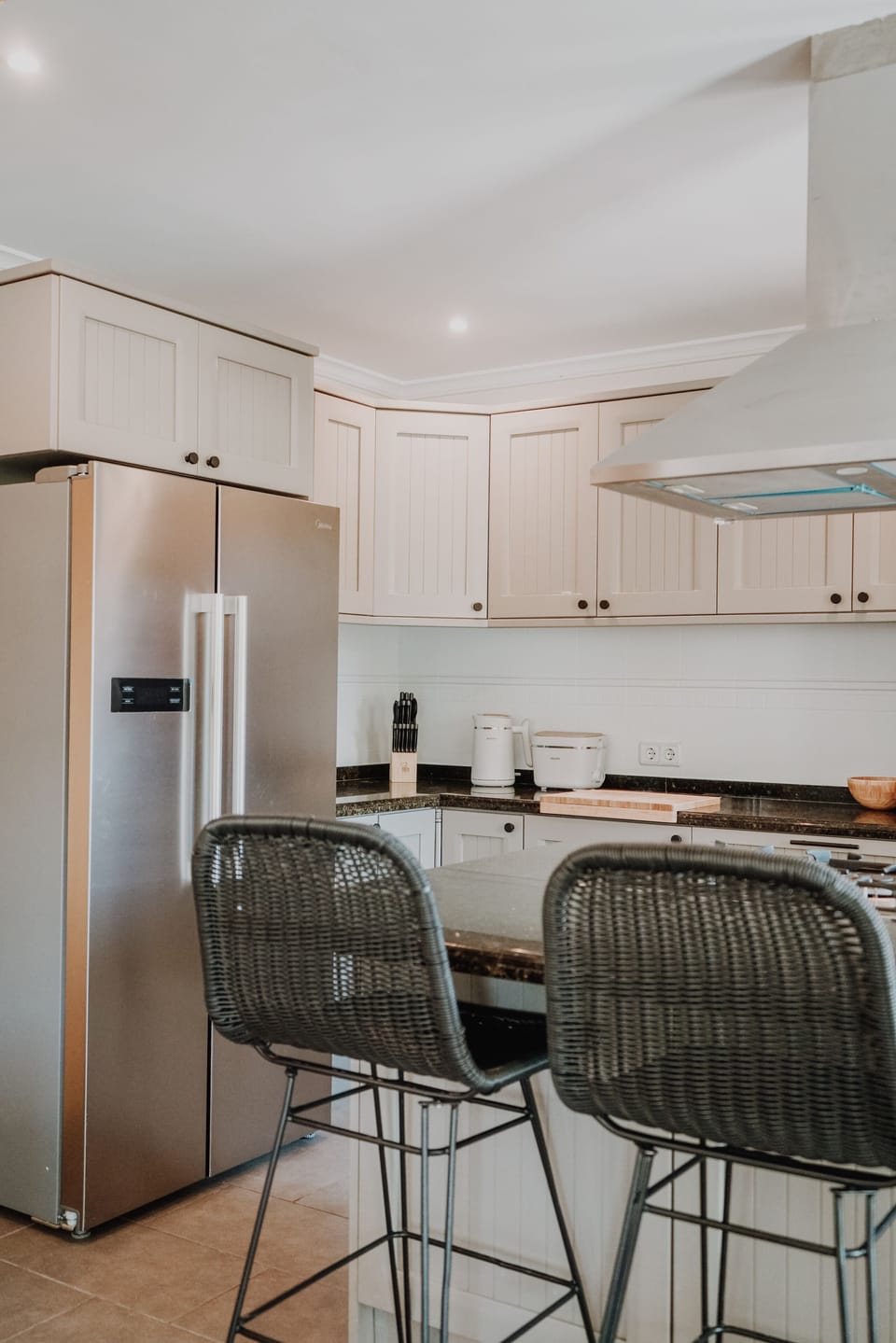 Fully equipped kitchen with new refrigerator, new gas stove/oven, and appliances