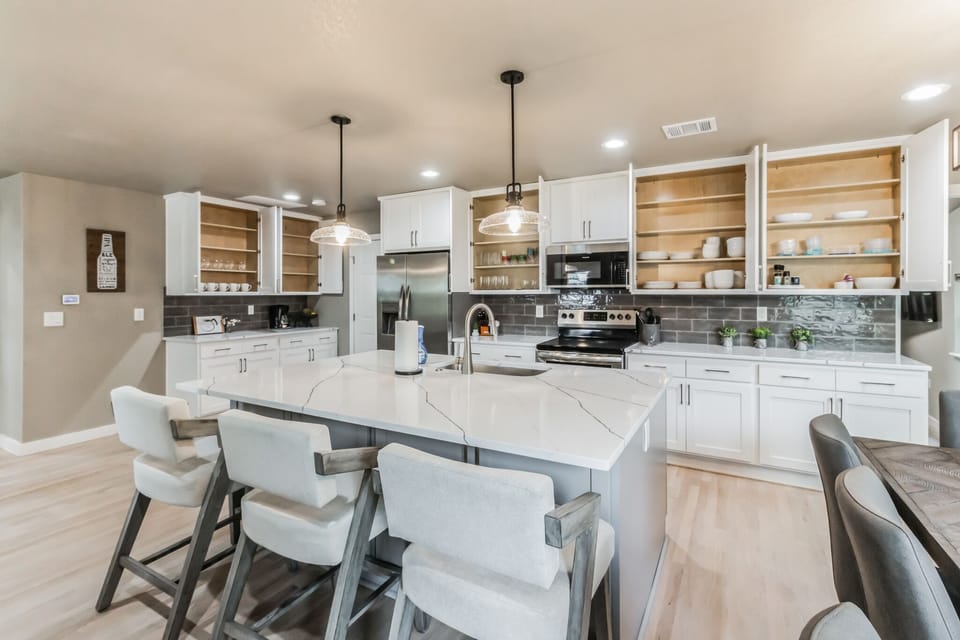 Fully stocked kitchen with everything you need to make your stay feel like home.