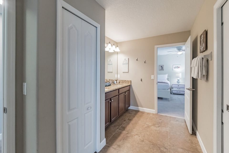 Jack and Jill bathroom with double vanities