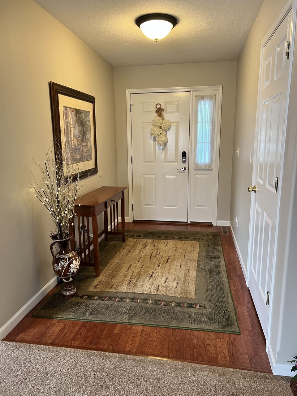 Keyless entry at front door. Garage door opener also provided. 