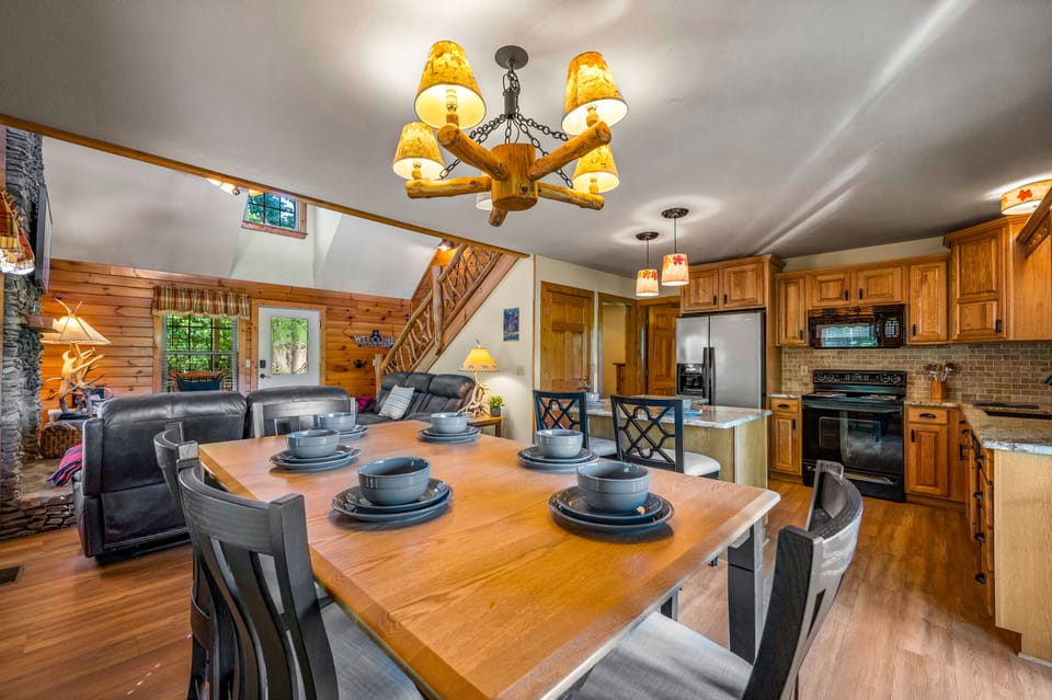 The open concept kitchen and dining area are perfect for entertaining.