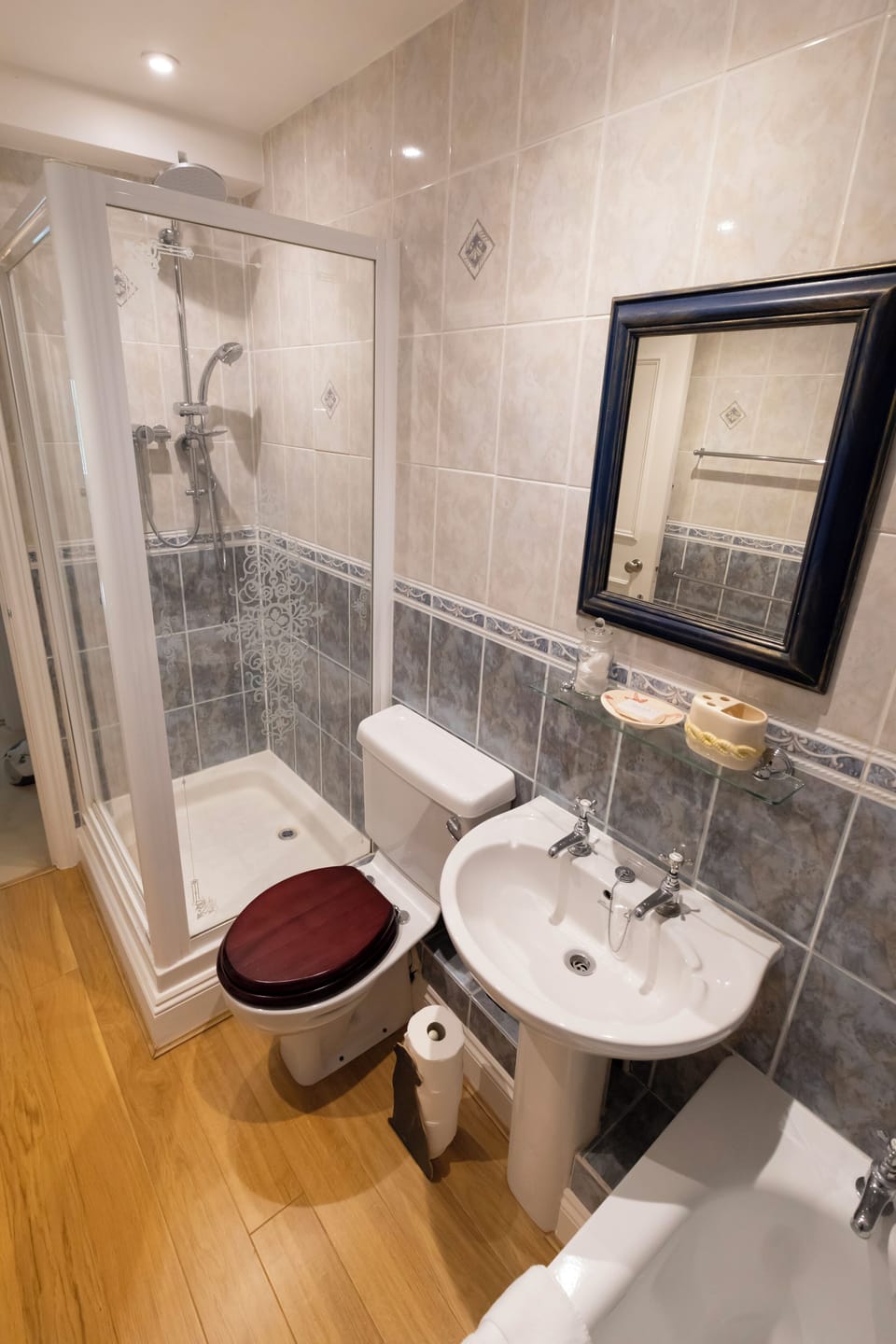 All supplies added to bathroom . Soap shampoo bubble bath