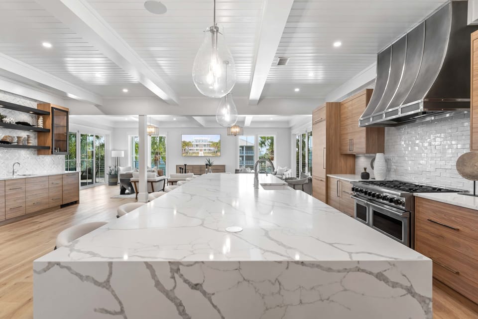 Charging stations built into the kitchen island