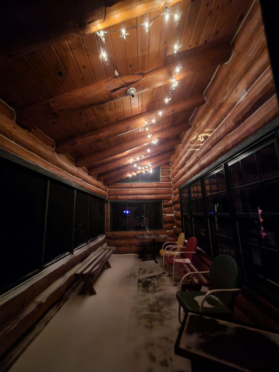 screened porch at night