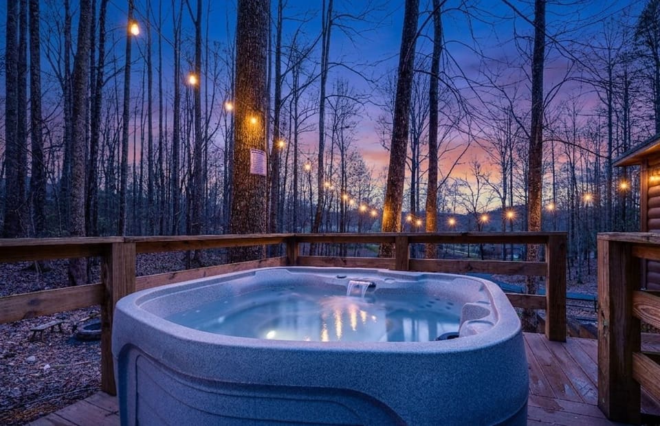 Hot Tub with string lights