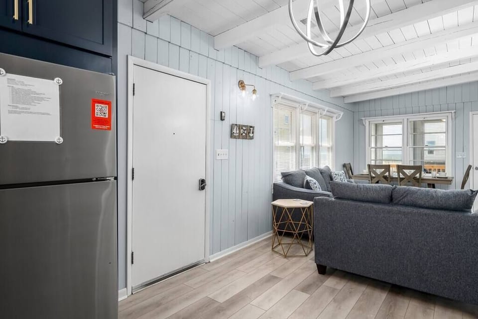 Entry door and living room
