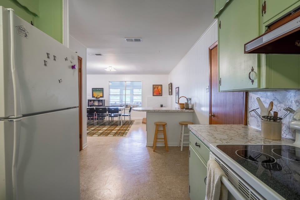 View of dining area from kitchen