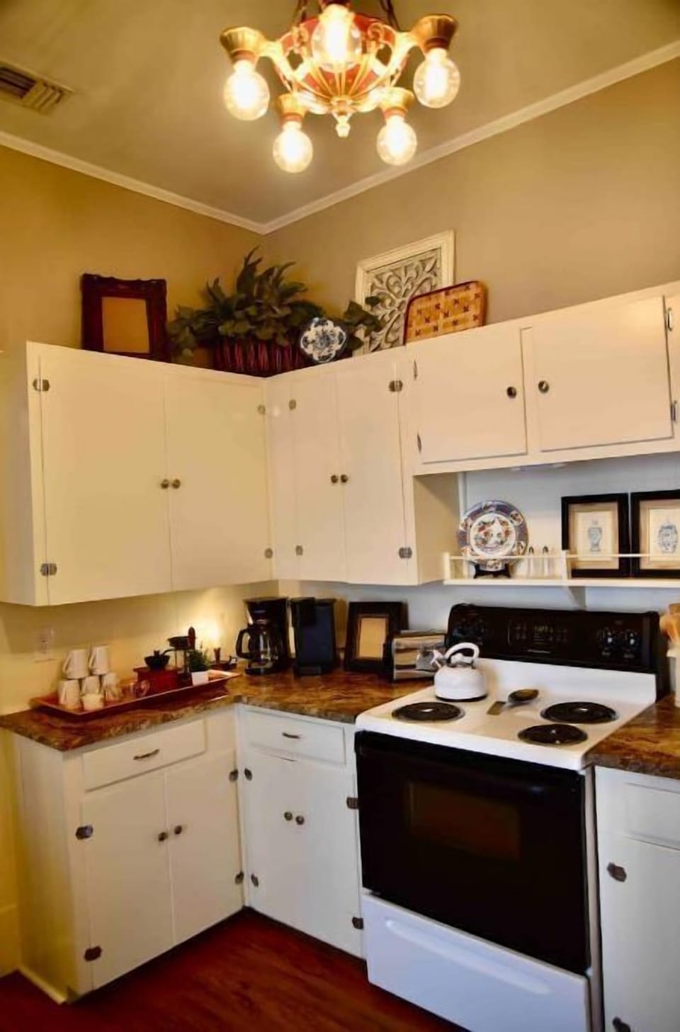 Kitchen with drip coffee maker and Keurig 