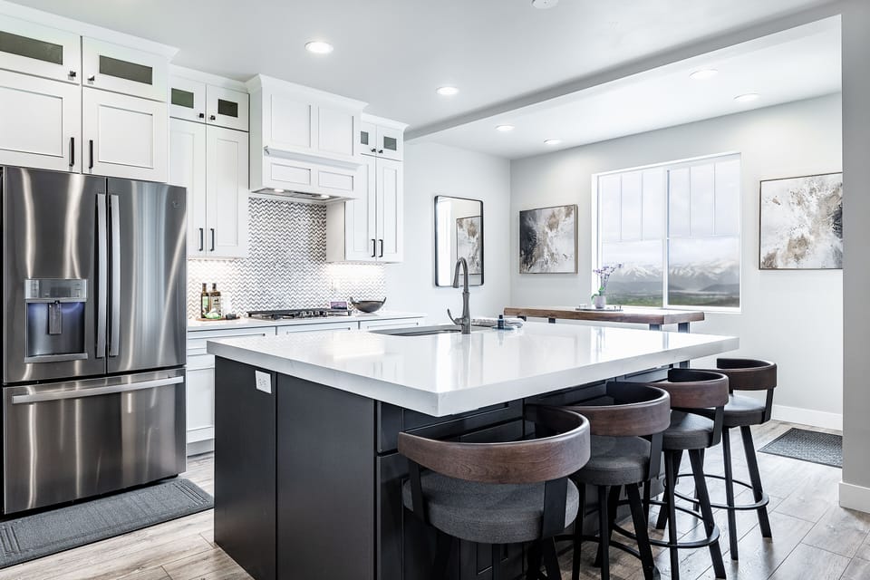 A huge kitchen island dominates this brand new chefs kitchen.  We have stocked the kitchen with just about everything you could possibly need.