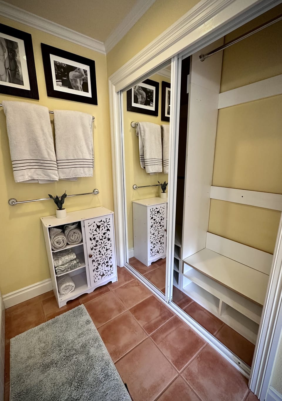 Cal King double bathroom storage/closet