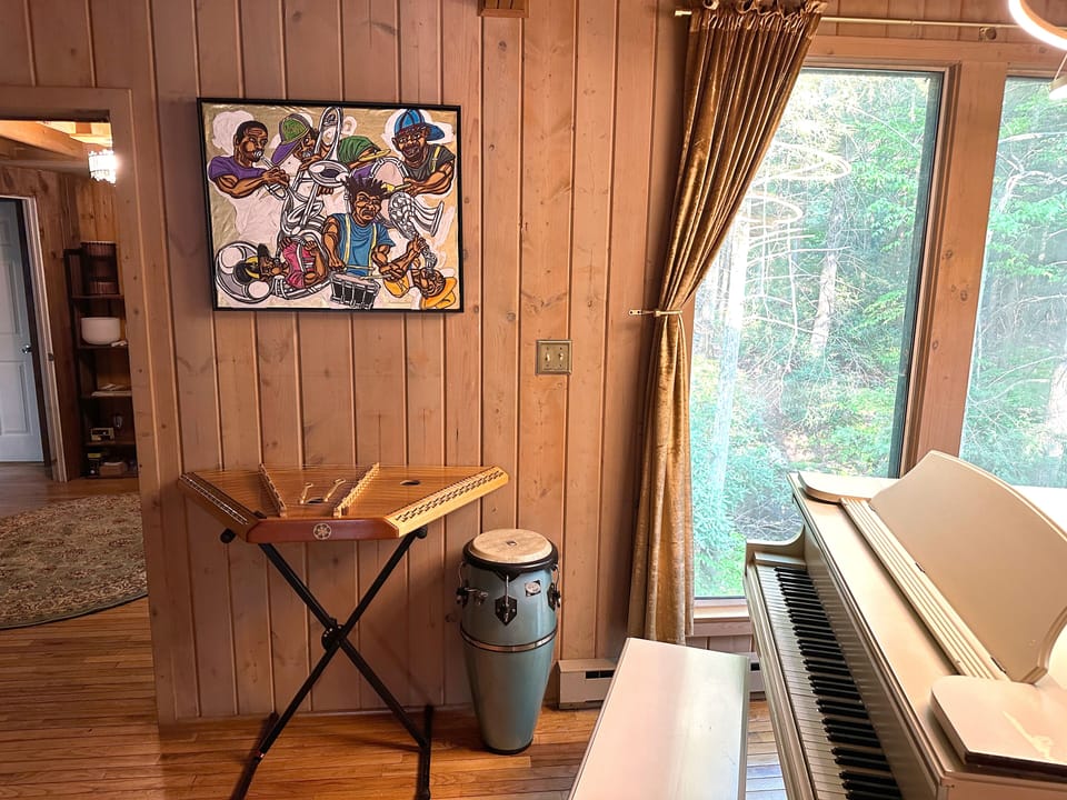 Mountain Dulcimer, Congo Drum, and Painting by new Orleans artist Keith Duncan 